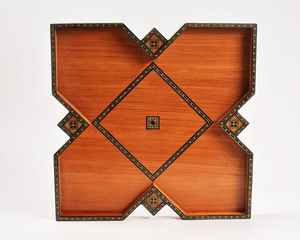 Plateau moderne en bois de noyer pouf avec poignées plateau de service pour la décoration de salon idée cadeau pour la maison - Product Image 3