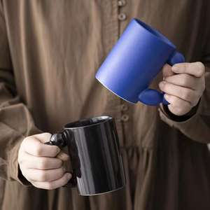 <span class=keywords><strong>Mug</strong></span> moderne grande capacité avec poignée perlée, tasse à café en céramique artisanale irrégulière avec poignée perlée, tasse à café en céramique pour le lait - Product Image 2