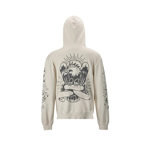 2025 Wholesale Winter Heavyweight Vintage Oversized Pullover Hoodie <b>Men</b> 500Gsm Breathable 100% Cotton Fleece Screen Print Acid - Product Image 2