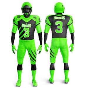 Uniforme de football américain pour hommes OEM/ODM, respirant, protection UV, séchage rapide, 100% polyester, impression de logo personnalisée, léger, manches courtes - Product Image 2