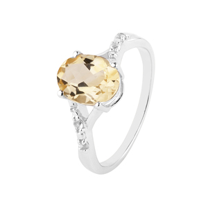 Shah Gems Women's Natural Citrine and White Topaz <b>Statement</b> <b>Ring</b> 925 Sterling Silver Everyday Wear Cut Stone - Product Image 1