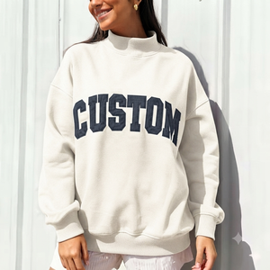 Sweat-shirt à col montant pour femme, toucher doux, coupe ample, mélange de coton, pull à manches longues, vêtements décontractés pour un style de vie actif - Product Image 1