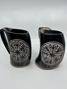 Authentic Eco-Friendly Viking Horn <b>Mug</b> Handmade Buffalo Horn Food Grade Medieval Style Religious Feng Shui Animal Beer <b>Mug</b> - Product Image 2