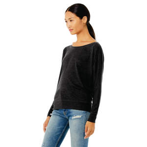 Camiseta de manga larga con hombros descubiertos para mujer, camisa holgada y drapeada con puños Rib 65% poliéster 35% de algodón, 32 o 3,7 oz, gris oscuro - Product Image 2