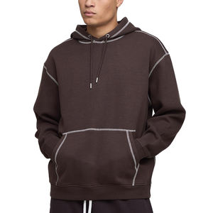 Sudadera con Capucha Personalizada de Alta Calidad, Color Marrón Sólido, Bordada, con Cordón Ajustable, al por Mayor, para Invierno, Transpirable, con Costuras en Contraste, Ecológica - Product Image 6