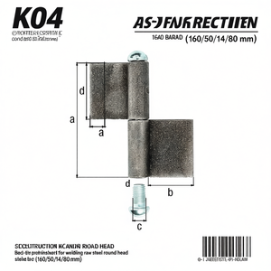 Banda de Construcción K04 de 2 Piezas para Soldar Acero Crudo, Cabeza Redonda 160/50/14/80 mm GAH para Cercas, Enrejados y Puertas - Product Image 3