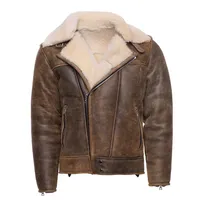 Blouson aviateur en cuir marron vintage personnalisé pour homme, véritable peau de mouton, col montant, imperméable, coupe-vent, réversible