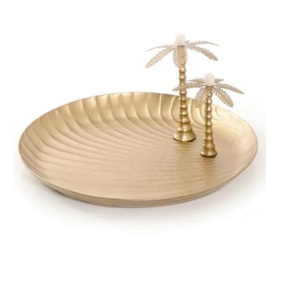 Forma triangular, mesa de cena para fiesta de boda, bandeja para servir comida, bandeja para servir decorativa con acabado chapado en oro hecho a mano - Product Image 4