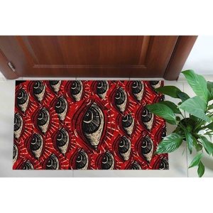 Alfombra Moderna con Diseño de Terror de la Pánica del Rojo, Alfombra Delgada de Chenilla con Estampado de Ojos - Product Image 1