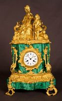 Jam Meja Kecil Malachite Bergaya Seni Dekoratif dengan Motif Vintage Quartz untuk Dekorasi Rumah & Kantor India