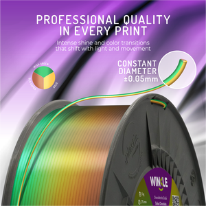 Filamento PLA Tricolor WINKLE Silk de 1.75mm y 1kg para Impresora 3D, Material Biodegradable de Alta Precisión, Fácil de Imprimir, FDM, Venta al Por Mayor - Product Image 3