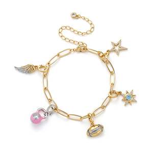 จี้รูปหัวใจ Jeulia Move My Way Victory Star Charm ชุบทอง 18K ทำจากสแตนเลสสตีล สำหรับทำเครื่องประดับงานแต่งงาน - Product Image 2