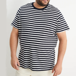 T-shirt rayé de haute qualité pour hommes, surdimensionné, design personnalisé, OEM, t-shirt rayé noir et blanc - Product Image 4