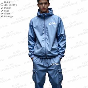 Survêtement en nylon pour hommes, pantalon de survêtement en nylon à rayures fluorescentes, coupe-vent en nylon personnalisé de haute qualité, survêtement à séchage rapide pour hommes - Product Image 3