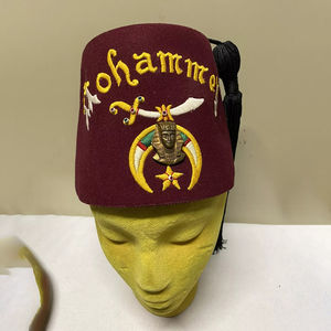 Sombrero Fez Masónico Shriner Borgoña de Lana Vintage, Sombrero Masónico de Alta Calidad, Personalizado, Mejor Venta, Sombrero Fez en Oferta - Product Image 2