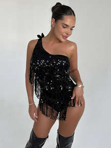 <b>Women</b> Dance Club Suits Elegant Mesh Panel Jumpsuits Stylish Rhinestone Nightclub Outfits for <b>Women</b> - Product Image 4