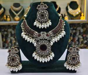 Hermoso conjunto de collar con diseño de pavo real con pendientes y Tikka para boda, fiesta de compromiso, regalo de moda para mujer - Product Image 3