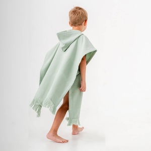 <b>Kids</b> Hooded Towel Poncho Wholesale - Aria Solid 100% Turkish Cotton, Beach Swim Surf OEM Supplier - Product Image 4