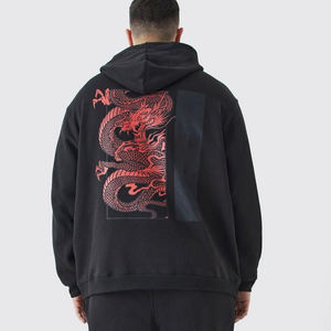 Sudadera con capucha holgada de algodón vintage con estampado personalizado, estilo retro, para hombre, deportiva. - Product Image 1