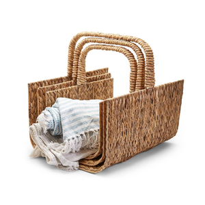 Venta al por mayor de espinas de pescado tejidas a mano, cestas de jacinto de agua, hermoso juego de 3 cestas de almacenamiento de aspecto natural de Vietnam - Product Image 5