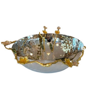 Laiton acier inoxydable métal martelé Texture bol brillant poli décor à la maison forme ronde conception céramique bol gratuit - Product Image 1