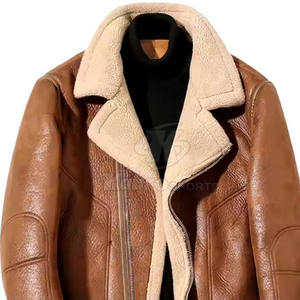 Veste en cuir de mouton design personnalisé Veste en cuir de mouton d'hiver pour hommes Fabricant fournisseur - Product Image 5