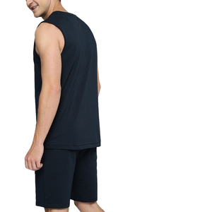 Conjunto de pantalones cortos informales y camiseta de manga corta de algodón de alta calidad para hombre, logotipo personalizado, Color sólido para ropa de entrenamiento de verano - Product Image 3