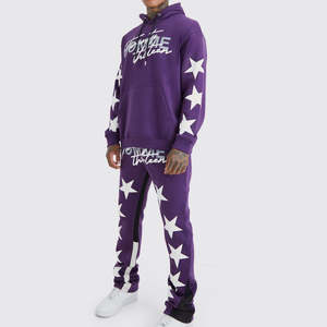 <b>Mens</b> Premium Streetwear Tracksuit 100% <b>Polyester</b>/Cotton Hoodie Sweatpants & Cargo <b>Jogger</b> Set Plus Size Printed - Product Image 1