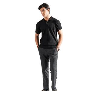 เสื้อโปโลผู้ชายเสื้อโปโลแขนสั้นสีดำปักโลโก้ที่กำหนดเอง - Product Image 4