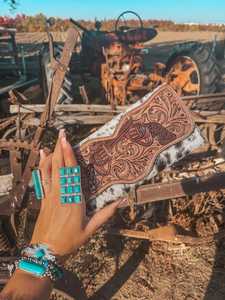 Portefeuille et pochette en cuir véritable tendance 2025 pour femmes, fermeture éclair à pompon, style western vintage bohème - Product Image 6