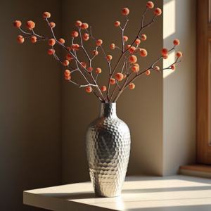 Elegant Modern Decorative Accent Metal Iron <b>Vase</b> Honeycomb <b>Textured</b> Flower Silver Gradient Finishing for Weddings Home Events - Product Image 3