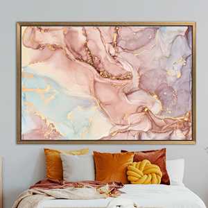 Toile imprimée : Art élégant et luxueux sur le thème du marbre avec un design scintillant, 1P : Cadre doré - Product Image 1