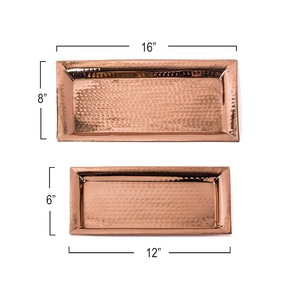 Hecho más vendido 100% Bandeja de servicio de cobre en forma de rectángulo hecha a mano Fabricante al por mayor Bandeja de cobre La mejor calidad - Product Image 2