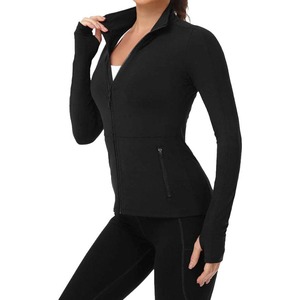 Combinaison de sport à manches longues pour femme, séchage rapide, fermeture éclair, yoga, BBL, jogging, polyester/nylon - Product Image 1