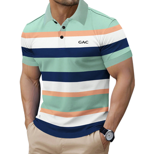 เสื้อโปโลผู้ชายสีเขียวมิ้นท์สีขาวลายทางสีกรมท่าแขนสั้นระบายอากาศได้ดีแห้งเร็วน้ำหนักเบาสบายๆกอล์ฟเทนนิสฤดูร้อนเสื้อถัก - Product Image 1