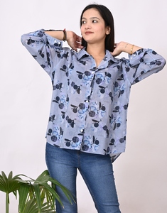 Camisa de algodón hecha a mano con mangas largas, estampado floral a mano, botones, 100% algodón, tela de calidad superior, estampados hermosos - Product Image 4