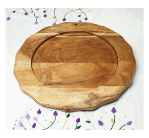 Assiettes de chargeur en bois nouvellement plateau de service mariage et événement fournitures alimentaires décoratives assiette de chargeur - Product Image 4