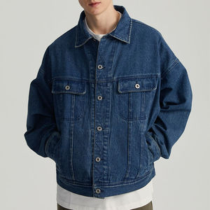 Élégant déchiré hommes veste en jean aspect vieilli épais doublé hiver survêtement slim fit bleu jean mode manteau décontracté - Product Image 2