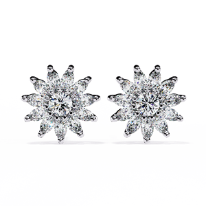 En gros 1.31 Ct Lab Grown Diamant Floral Halo Boucles D'oreilles Élégant 14kt Or Jaune Goujons pour les Femmes Parfait Cadeau de Fête pour - Product Image 5