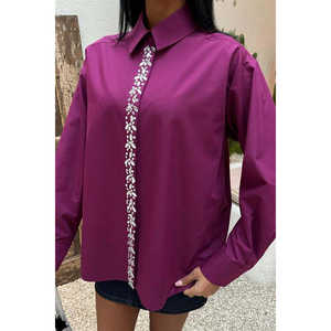 Camisa de Popelina con Adornos de Piedras a Rayas 3448 - Product Image 5