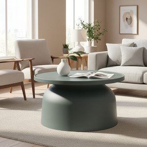 Minimalist Convertible Living Room <b>Sofa</b> <b>Table</b> 67cm Diameter PP Plastic Metal Frame Set of 2 - Product Image 4