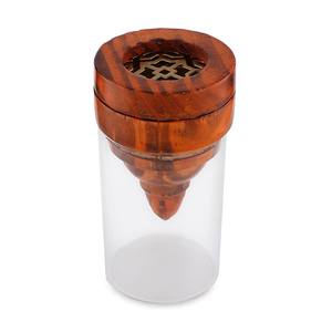 Premium Handcrafted <b>Wood</b> Incense Cone <b>Burner</b> With Star Pattern Lid & Glass Cone Magnetic Closure <b>For</b> Middle East & Gulf Home - Product Image 1