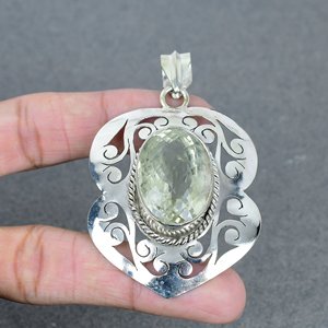 จี้พลอยอเมทิสต์สีเขียวธรรมชาติที่สวยงามจี้และเสน่ห์เครื่องประดับทองเหลืองชุบเงิน925แท้สำหรับผู้หญิง - Product Image 4