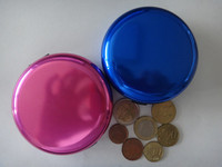 8.5*3cm rond Euro pièce Mini distributeur pièces de rangement sac à main porte-monnaie en alliage d'aluminium Abs Compact organiser boîtes de protection
