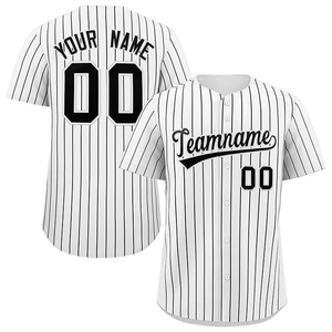 Maillot de baseball personnalisé noir avec rayures blanches bouton vers le haut uniforme d'équipe personnalisé avec nom et numéro respirant - Product Image 3
