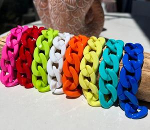 Pulsera woying para hombre, cadena cubana de cerámica, pulsera de cuatro colores, hebilla acrílica, cadena cubana Hipple de Hip Hop, venta al por mayor - Product Image 3