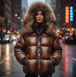 Blouson d'hiver en cuir véritable pour femme avec fermeture éclair, style streetwear - Product Image 2