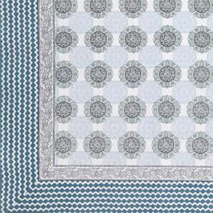 Algodón puro Rajasthani Hand Block Impreso GRIS CIRCLE Mantel Rectangular Mantel de lino para hoteles Bares Producto de marca - Product Image 4