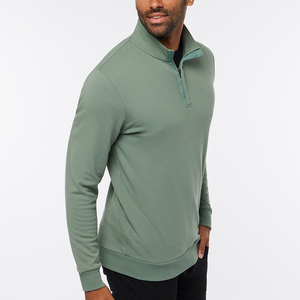 Logo personnalisé Hommes grande taille coupe ajustée confortable doux couleur unie à manches longues polaire chaud quart fermeture éclair Golf Pull - Product Image 4