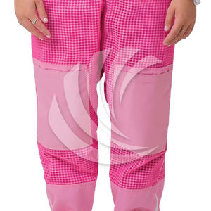 Three Layer Beekeeping Ventilated Suit with Round Fencing Veil In Pink Color - Product Image 5